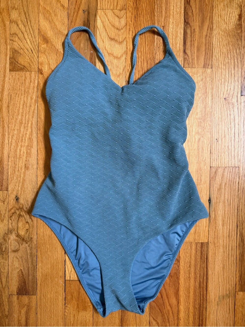 Classic Textured One-Piece Swimsuit in Dusty Blue
